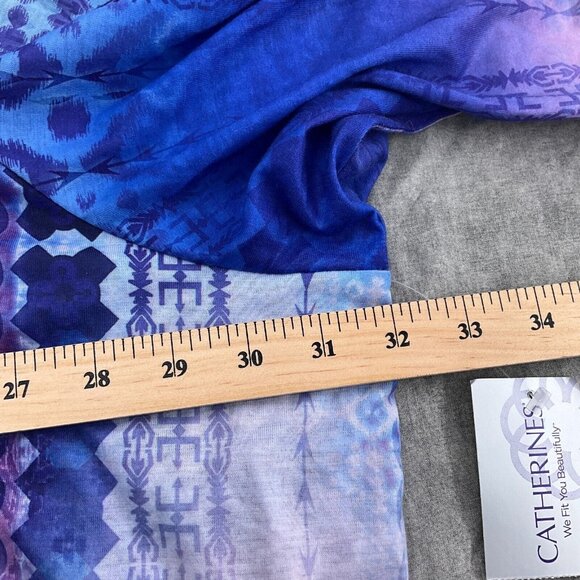 Catherines Top Women 5XLarge 34/36W Blue Purple‎ Embellished Batik Tunic Boho - Picture 6 of 11